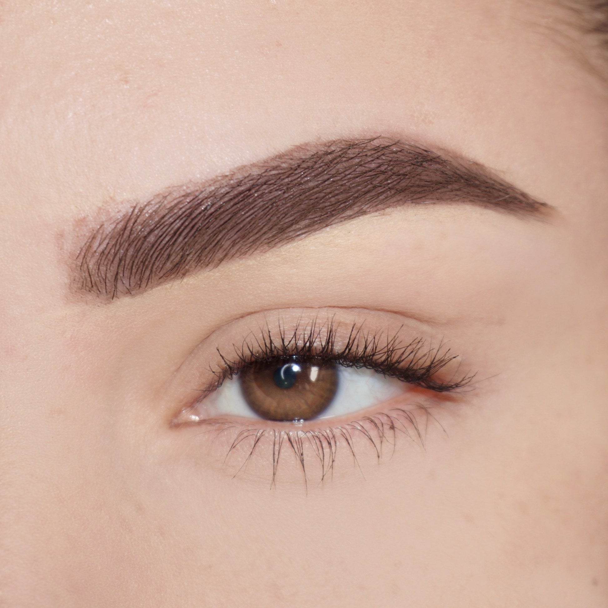 Close-up of Pink Lipps 'Dark Brown' Brow’d Up Brow Pencil precision tip showing ultra-fine stroke point and rich pigment for defining brows.