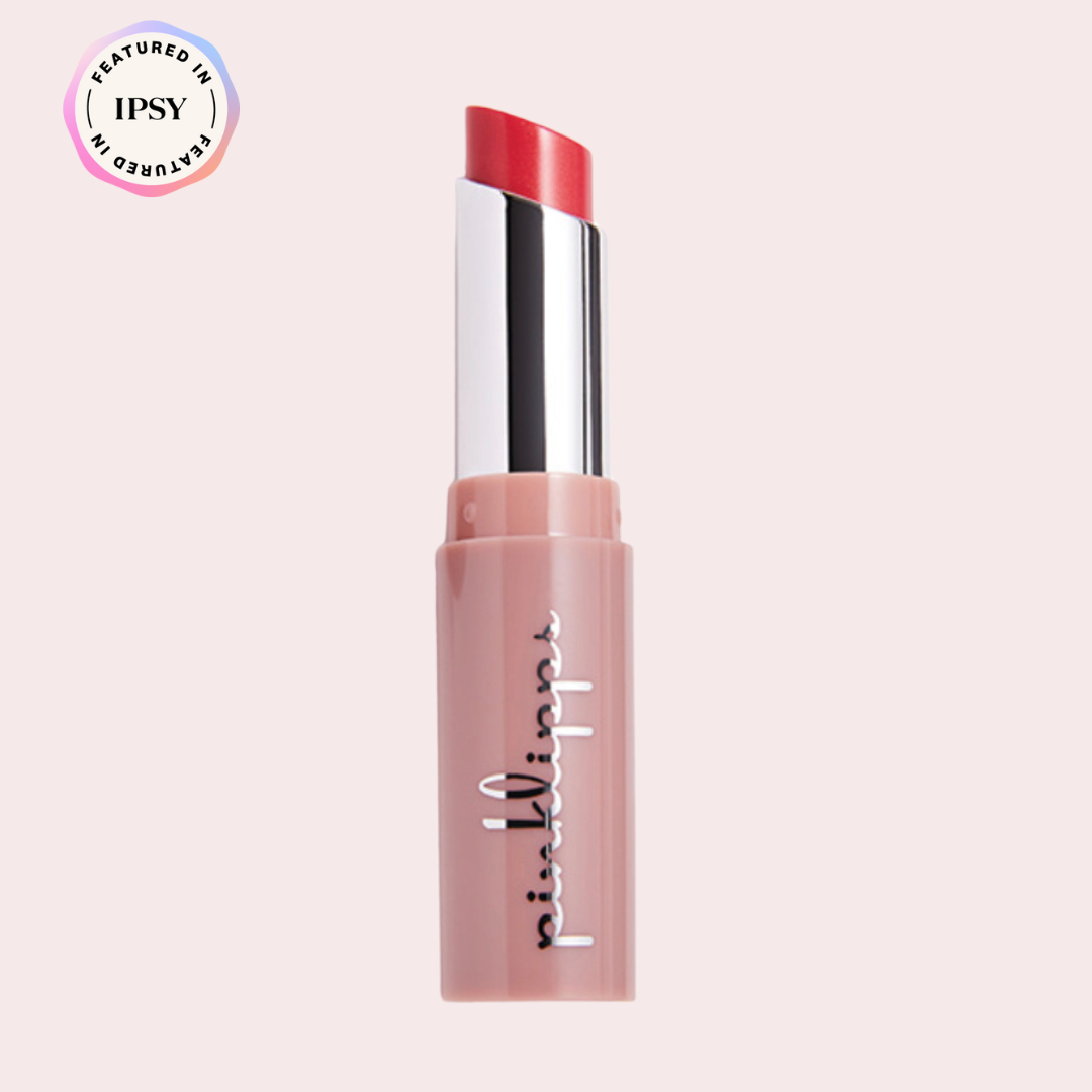 Close-up of Pink Lipps Lumi Balm Lip Tint in shade Dream, showing the smooth creamy pink texture ready for application from Ipsy
