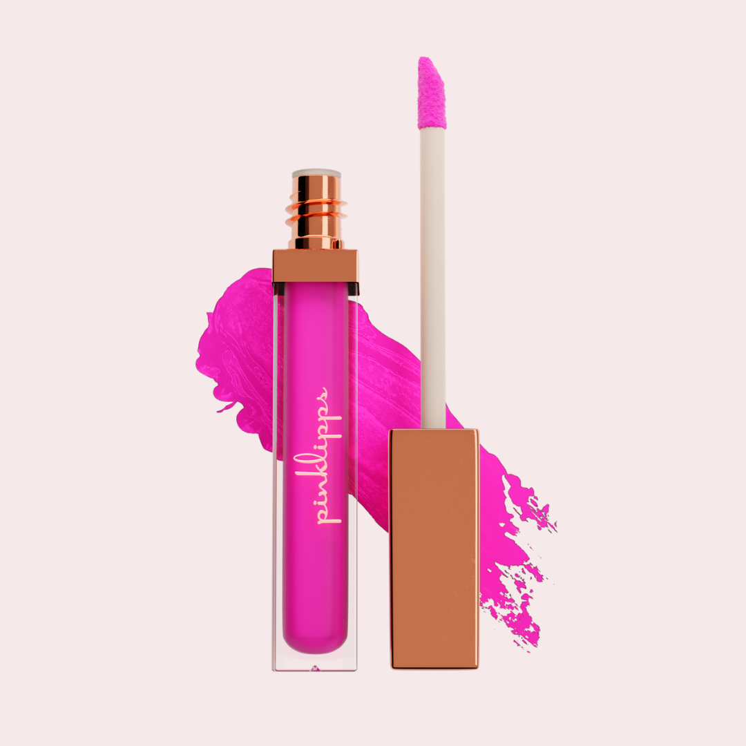 Pink Lipps Everlasting Matte Liquid Lipstick Lookin' Like A Million on white background – showing bright fuchsia pigmented shade