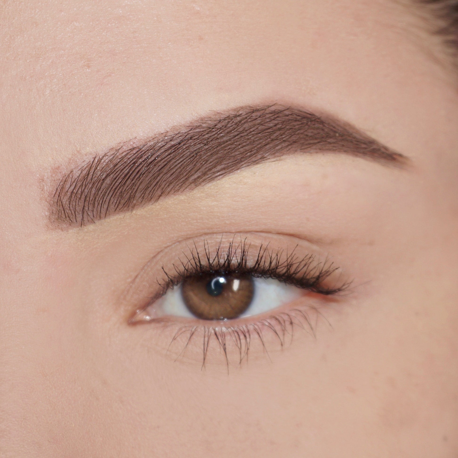 Close-up of Pink Lipps 'Medium Brown' Brow’d Up Brow Pencil precision tip showing ultra-fine stroke point and rich pigment for defining brows.