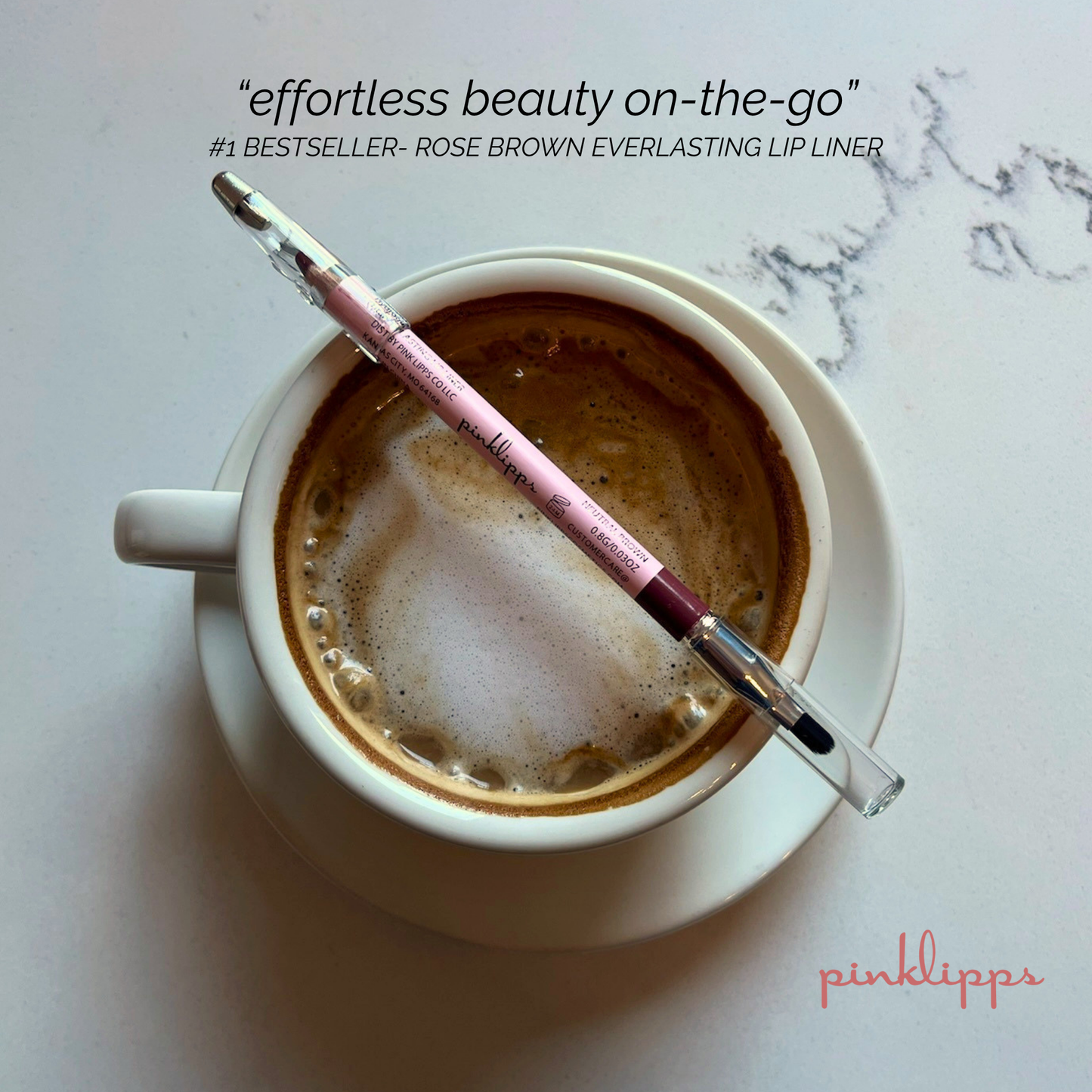 Rose brown lip liner with blending brush and sharpener. 3 in 1 lip essential.