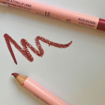 Close-up of Pink Lipps Rose Brown Lip Liner sharpened tip showing creamy precision texture