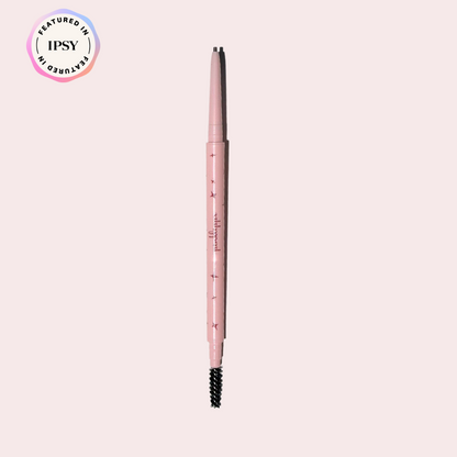 Pink Lipps Brow’d Up Brow Pencil ultra-slim pencil and spoolie dual-ended on clean white background – vegan, cruelty-free from ipsy