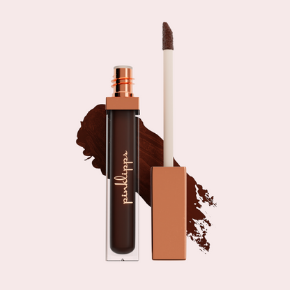 Pink Lipps Everlasting Matte Liquid Lipstick Don on white background – showing warm deep brown pigmented shade for melanin skin