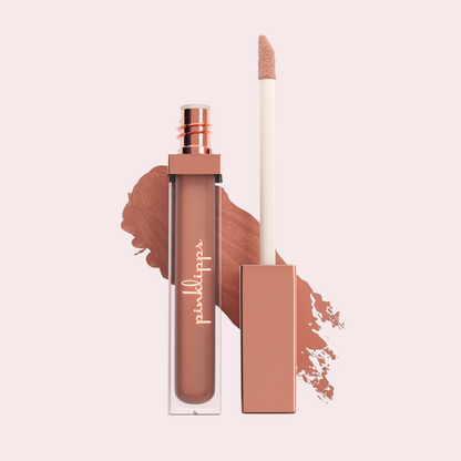 Pink Lipps Everlasting Matte Liquid Lipstick Nudist on white background – showing pinky nude pigmented shade