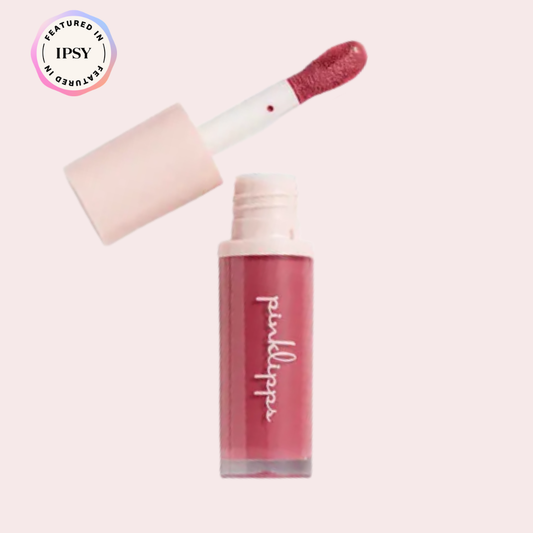 Pink Lipps Everlasting Liquid Blush in mauve pink shade Rare, on white background – with light pink cap with IPSY logo 