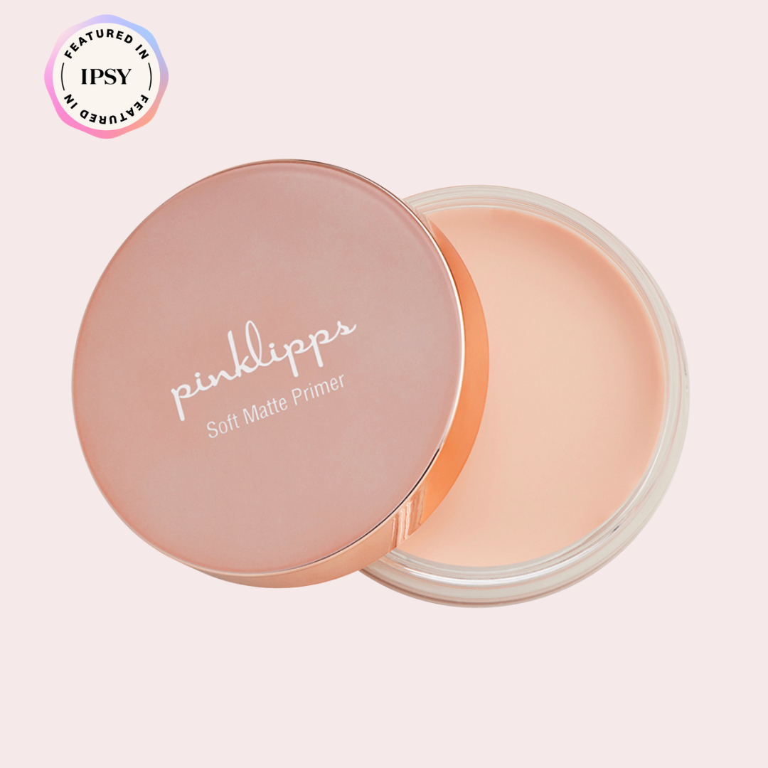 Pink Lipps Soft Matte Primer tube open on white background – velvet-matte base for all skin tones from Ipsy