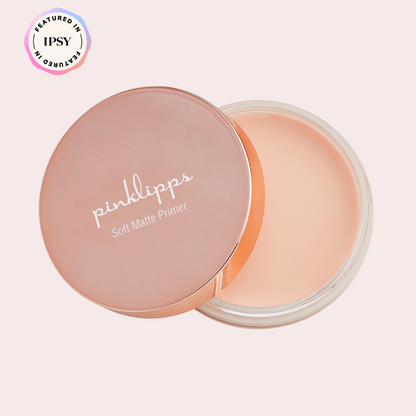 Pink Lipps Soft Matte Primer tube open on white background – velvet-matte base for all skin tones from Ipsy